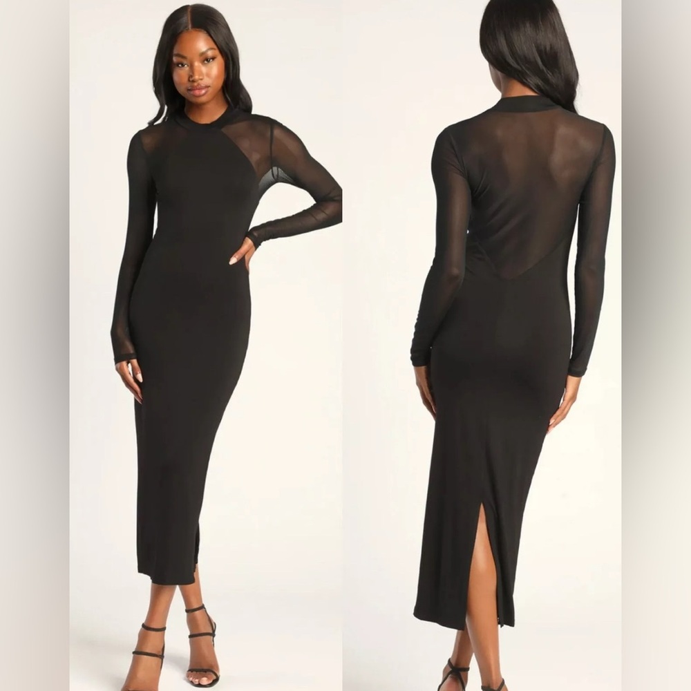 LULUS  Dress Midi Black Bodycon Sz XS